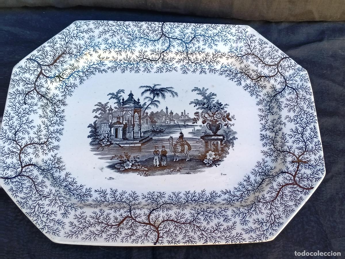 Antig&uuml;edades: BANDEJA RECTANGULAR DE PORCELANA PICKMAN SEVILLA SELLO ANCLA - Foto 3