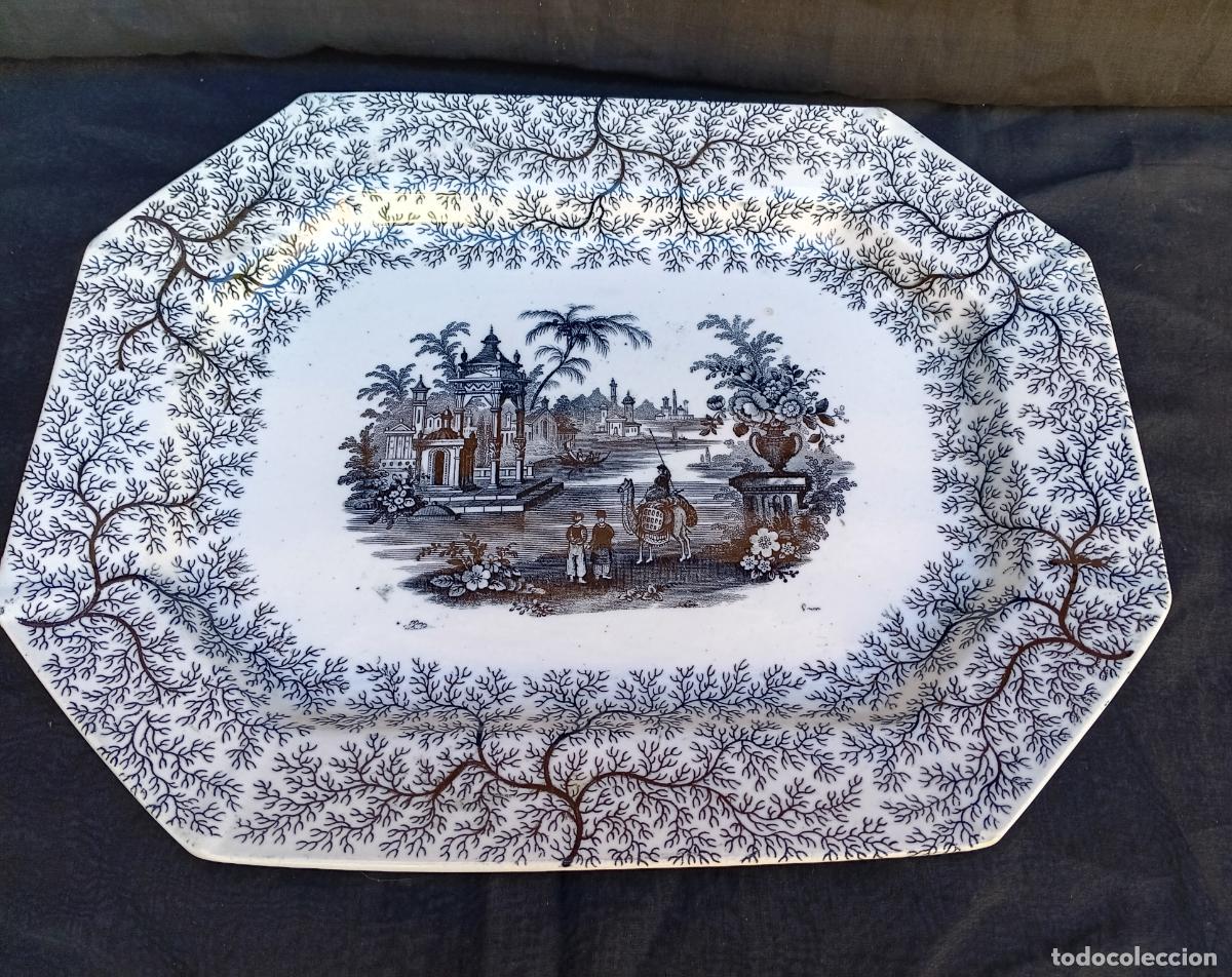Antig&uuml;edades: BANDEJA RECTANGULAR DE PORCELANA PICKMAN SEVILLA SELLO ANCLA - Foto 1