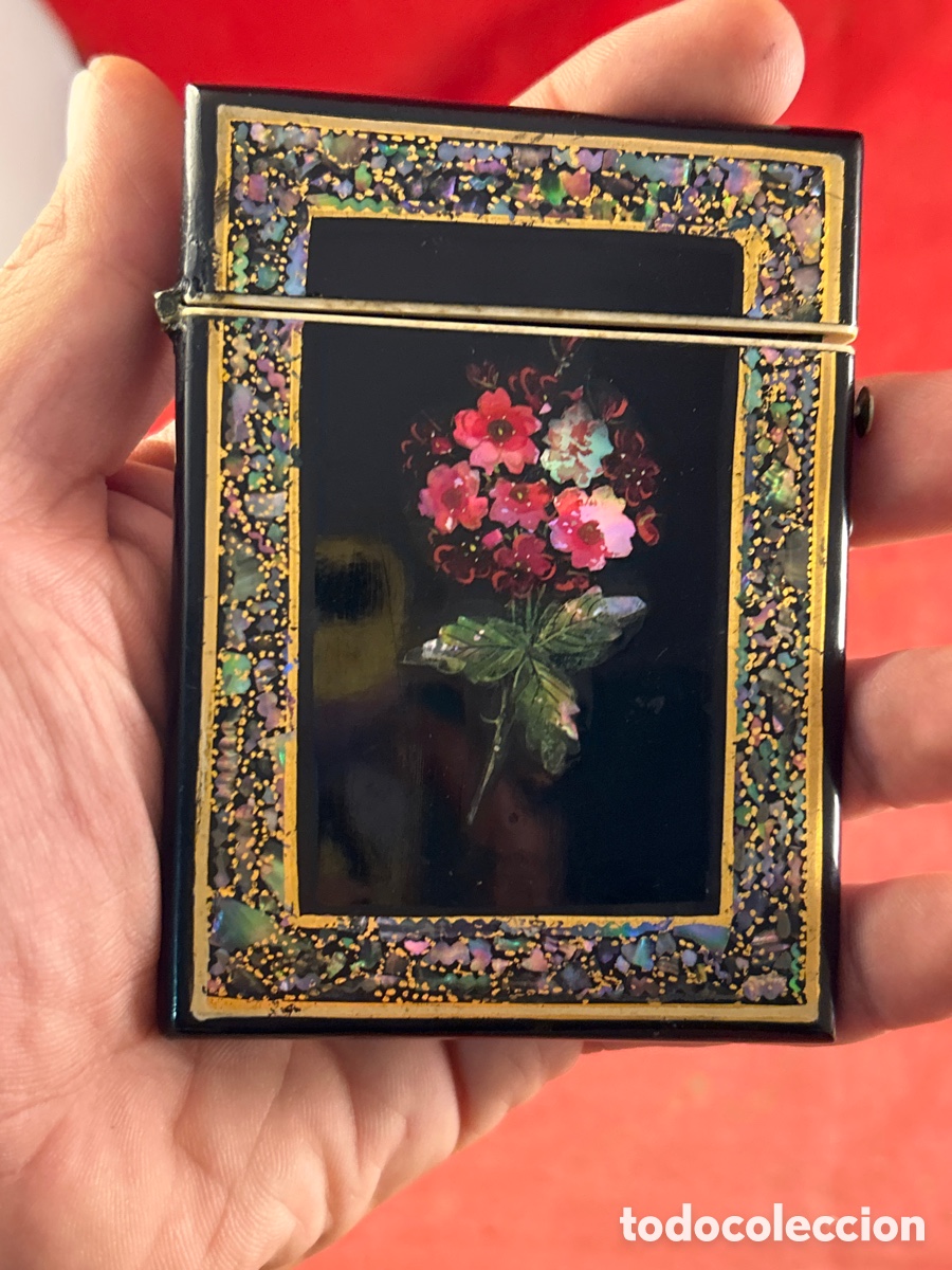 Antig&uuml;edades: BONITO TARJETERO DE PAPIER MARCHE Y N&Aacute;CAR - Foto 5