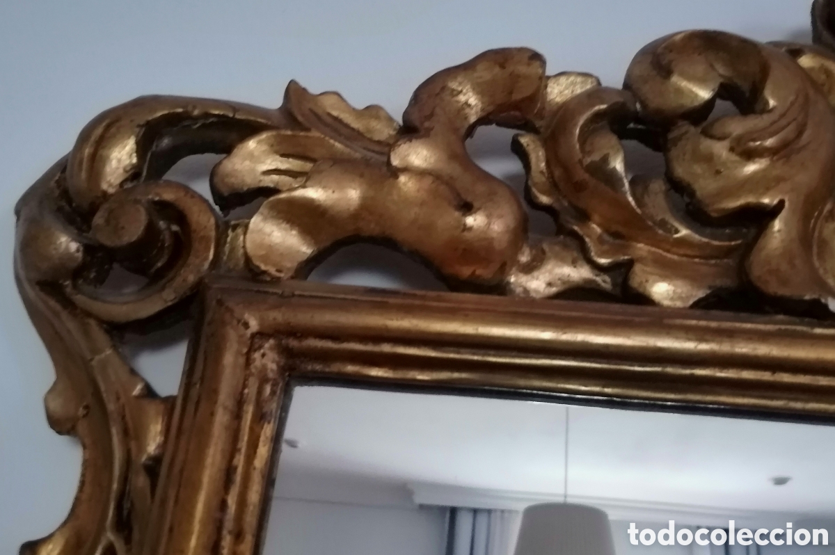 Antig&uuml;edades: Espejo antiguo. Madera y pan de oro. - Foto 2