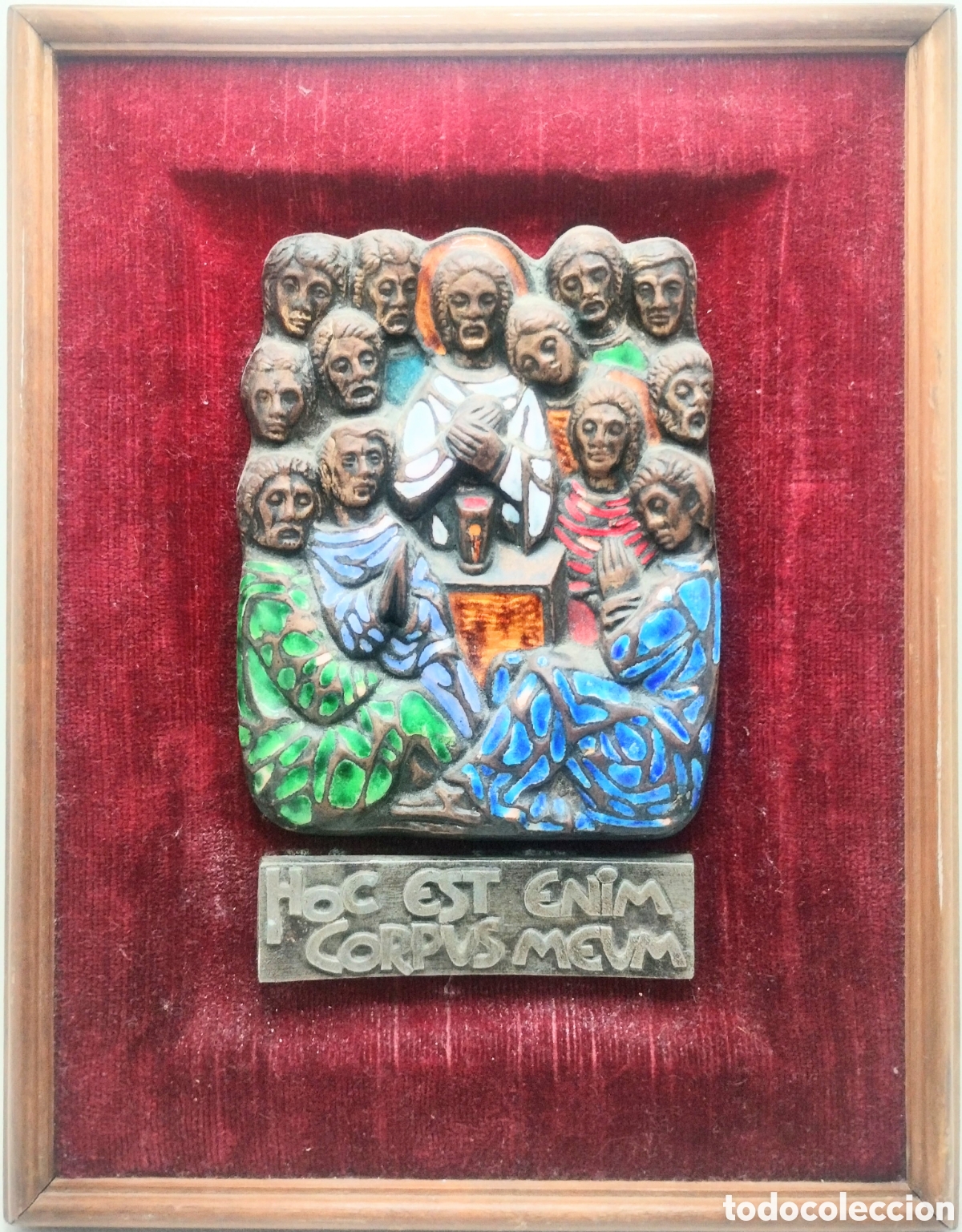 Antig&uuml;edades: Plaf&oacute;n en bronce Santa Cena, con esmaltes - Foto 1