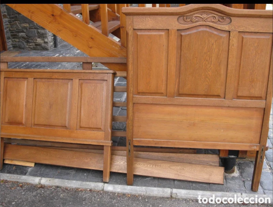 Antig&uuml;edades: Cama de roble macizo 1 plaza - Foto 2