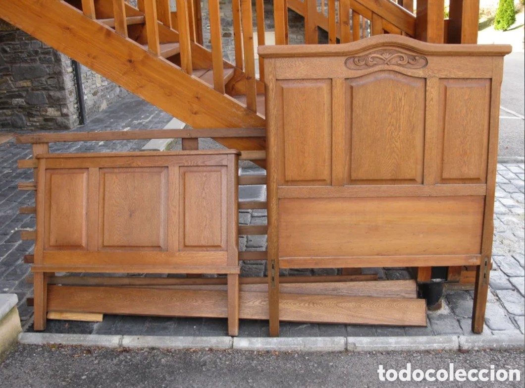 Antig&uuml;edades: Cama de roble macizo 1 plaza - Foto 1
