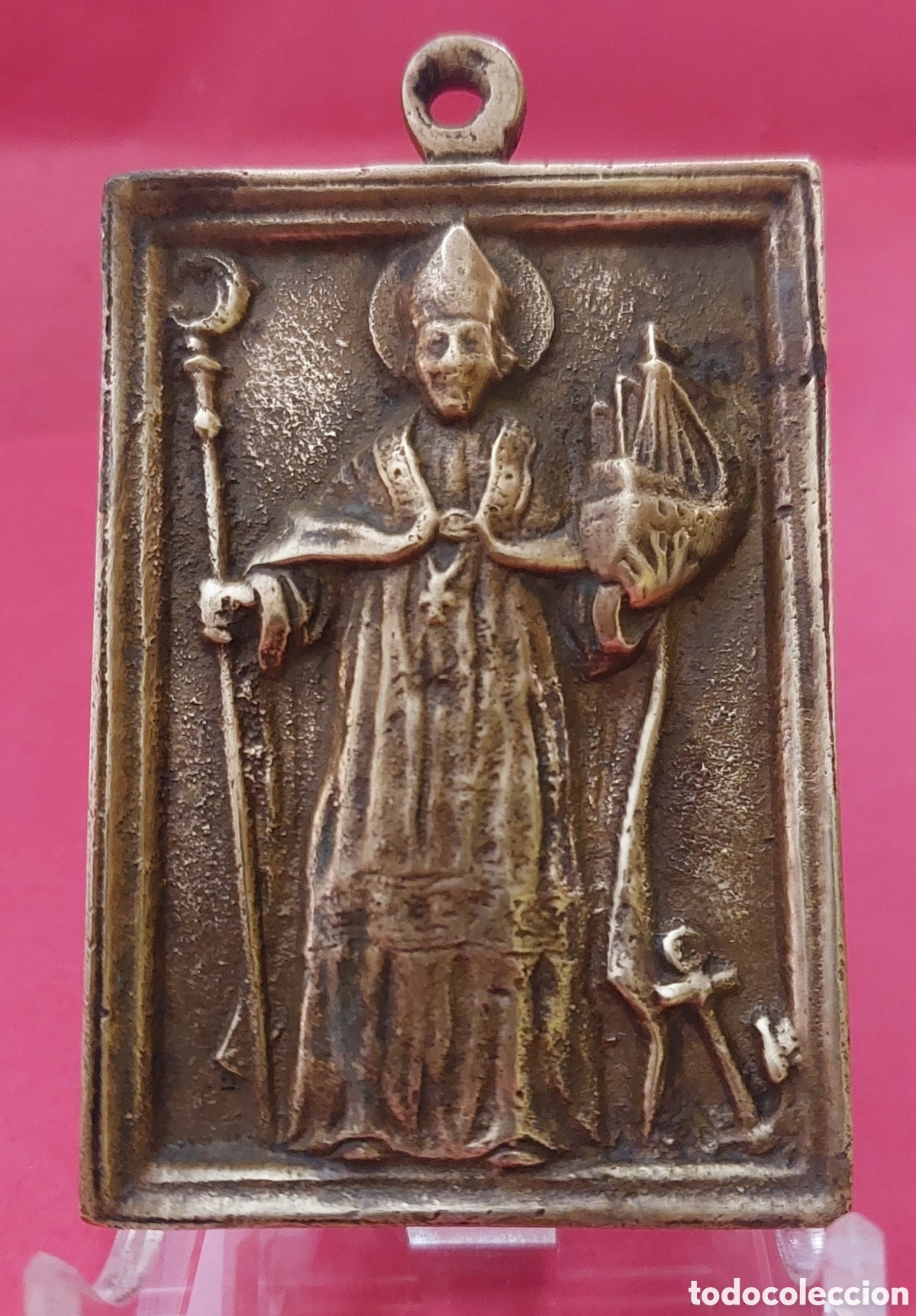 Antig&uuml;edades: SAN TELMO. PLACA DEVOCIONAL DE BRONCE S. XVIII. - Foto 1
