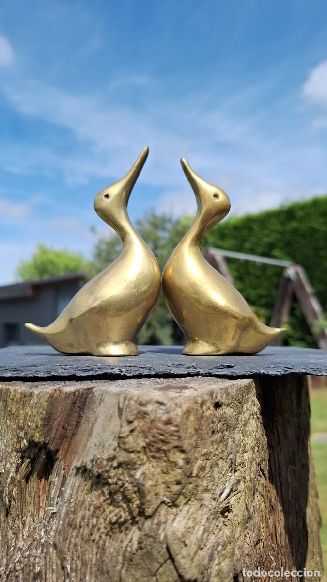 Antig&uuml;edades: Pareja de Patos de Bronce - Foto 3