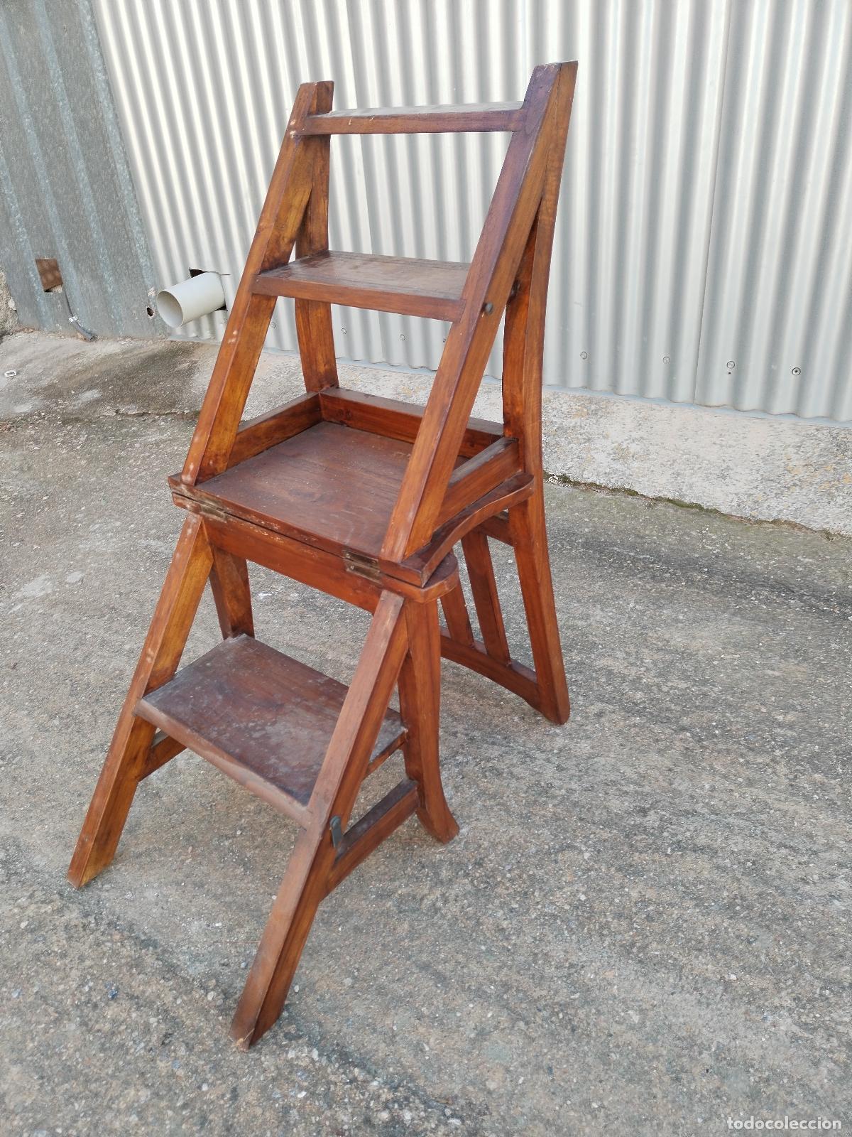 Antig&uuml;edades: silla excalera de libros - Foto 2