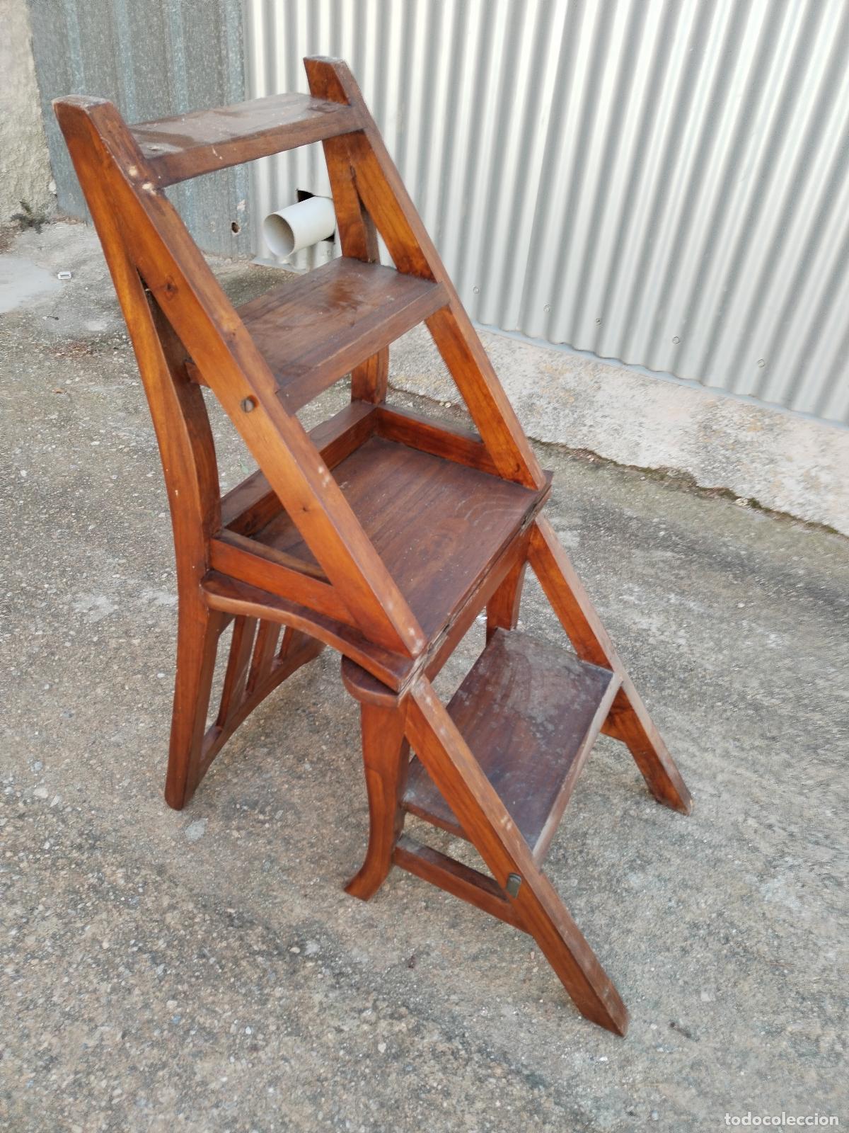 Antig&uuml;edades: silla excalera de libros - Foto 4