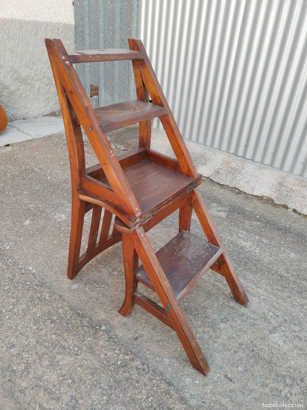 Antig&uuml;edades: silla excalera de libros - Foto 1