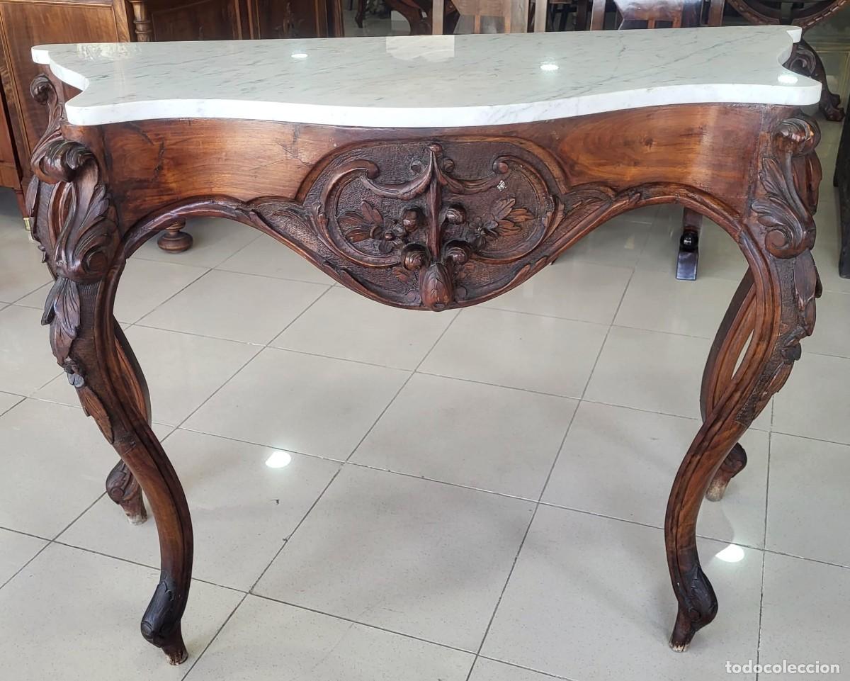 Antig&uuml;edades: CONSOLA ISABELINA TALLADA - Foto 1