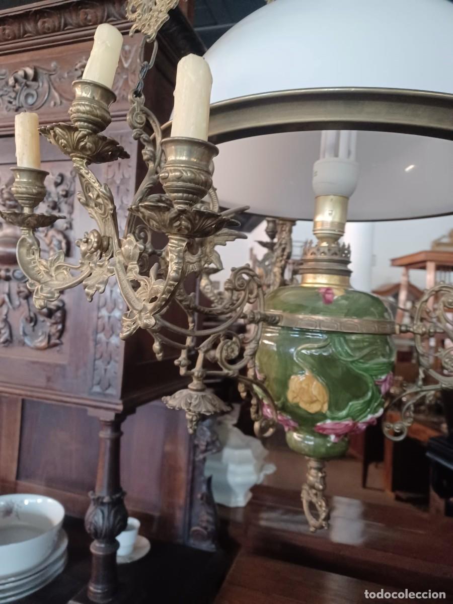 Antig&uuml;edades: LAMPARA DE BRONCE MODERNISTA - Foto 3