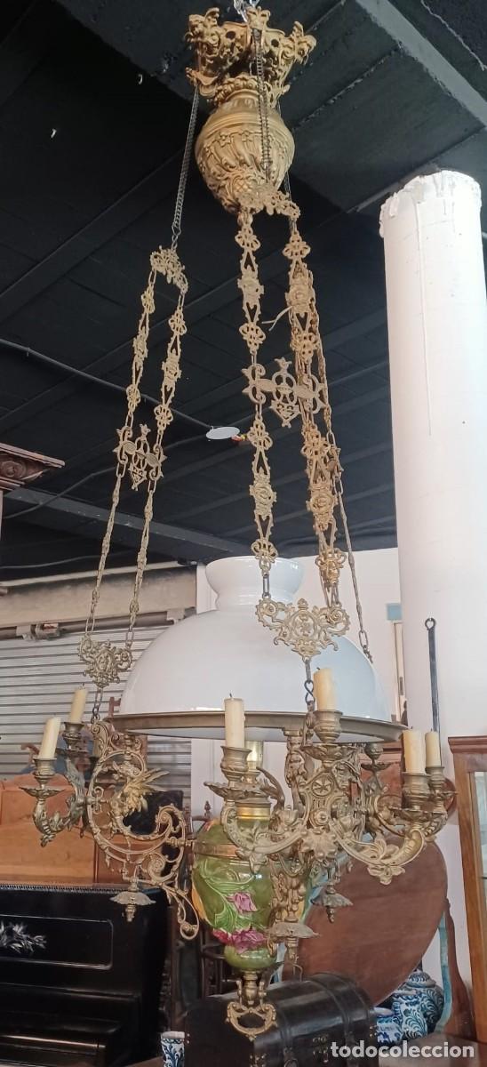 Antig&uuml;edades: LAMPARA DE BRONCE MODERNISTA - Foto 5