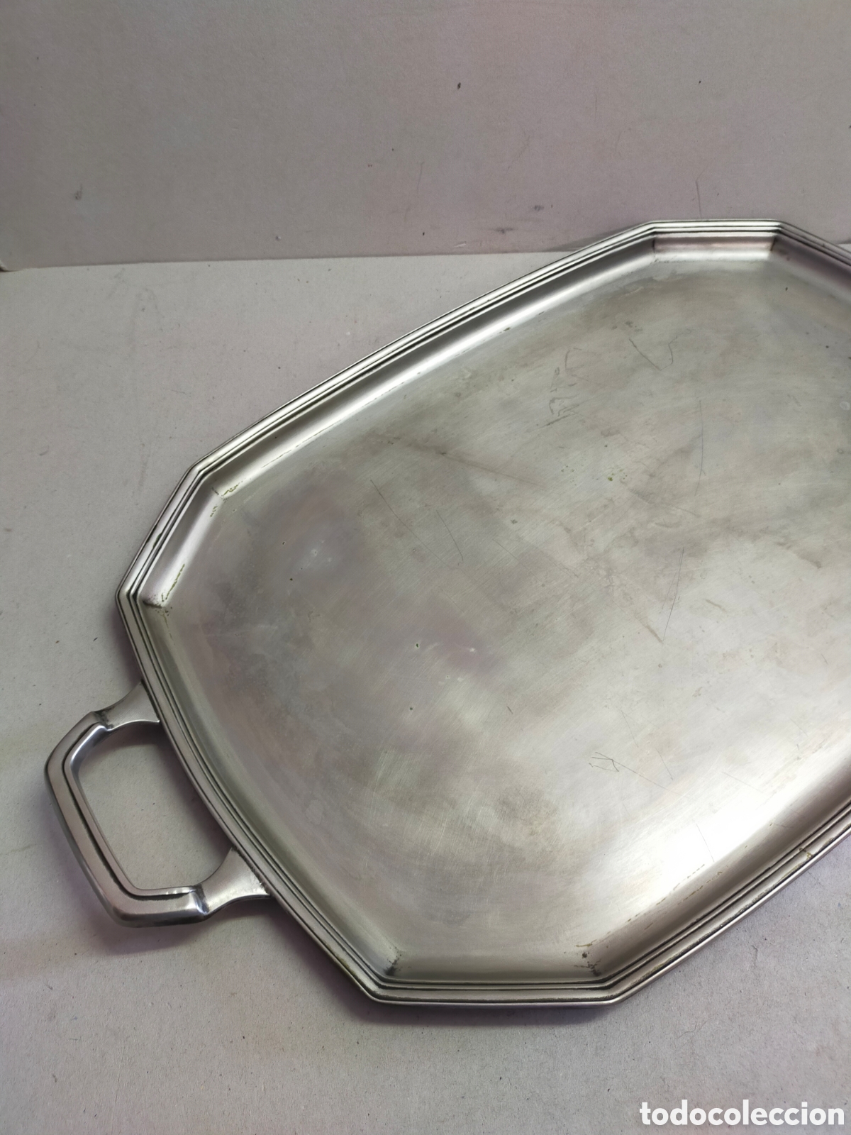 Antig&uuml;edades: BANDEJA DE METAL PLATEADO, RECTANGULAR, 2 ASAS. - Foto 2