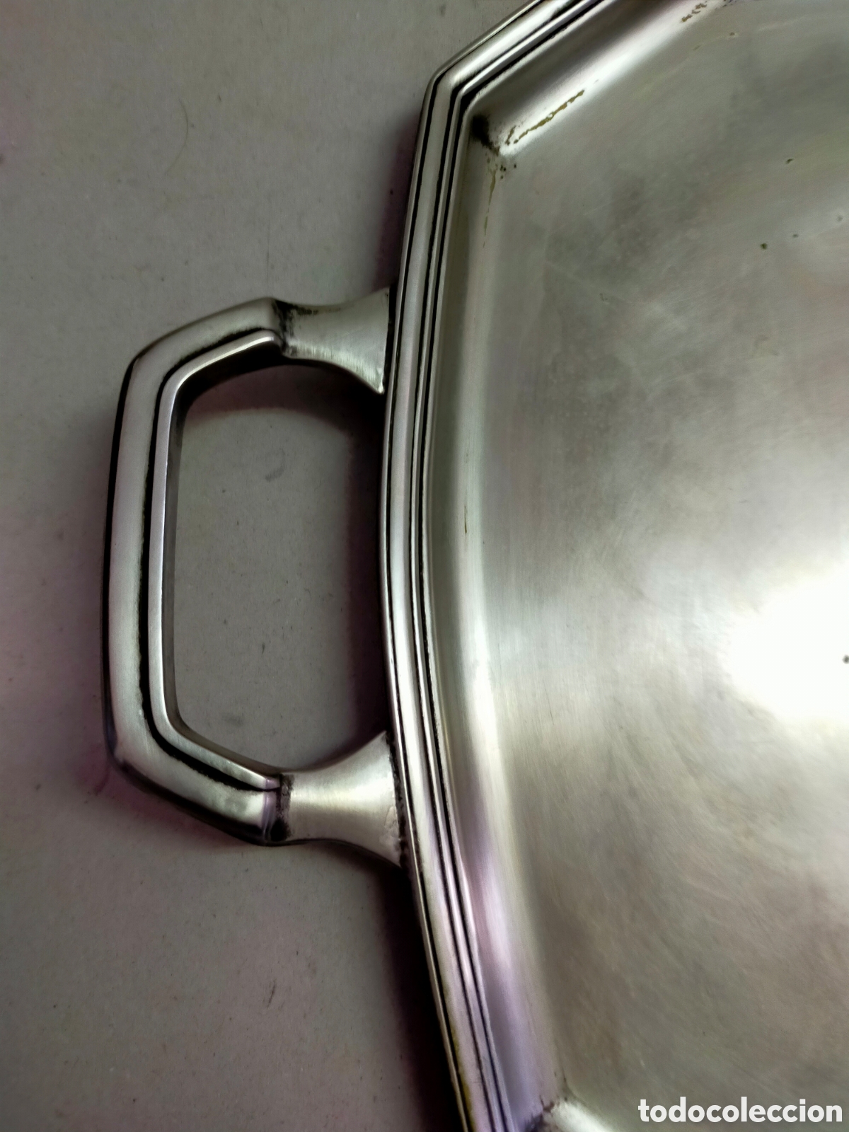 Antig&uuml;edades: BANDEJA DE METAL PLATEADO, RECTANGULAR, 2 ASAS. - Foto 4