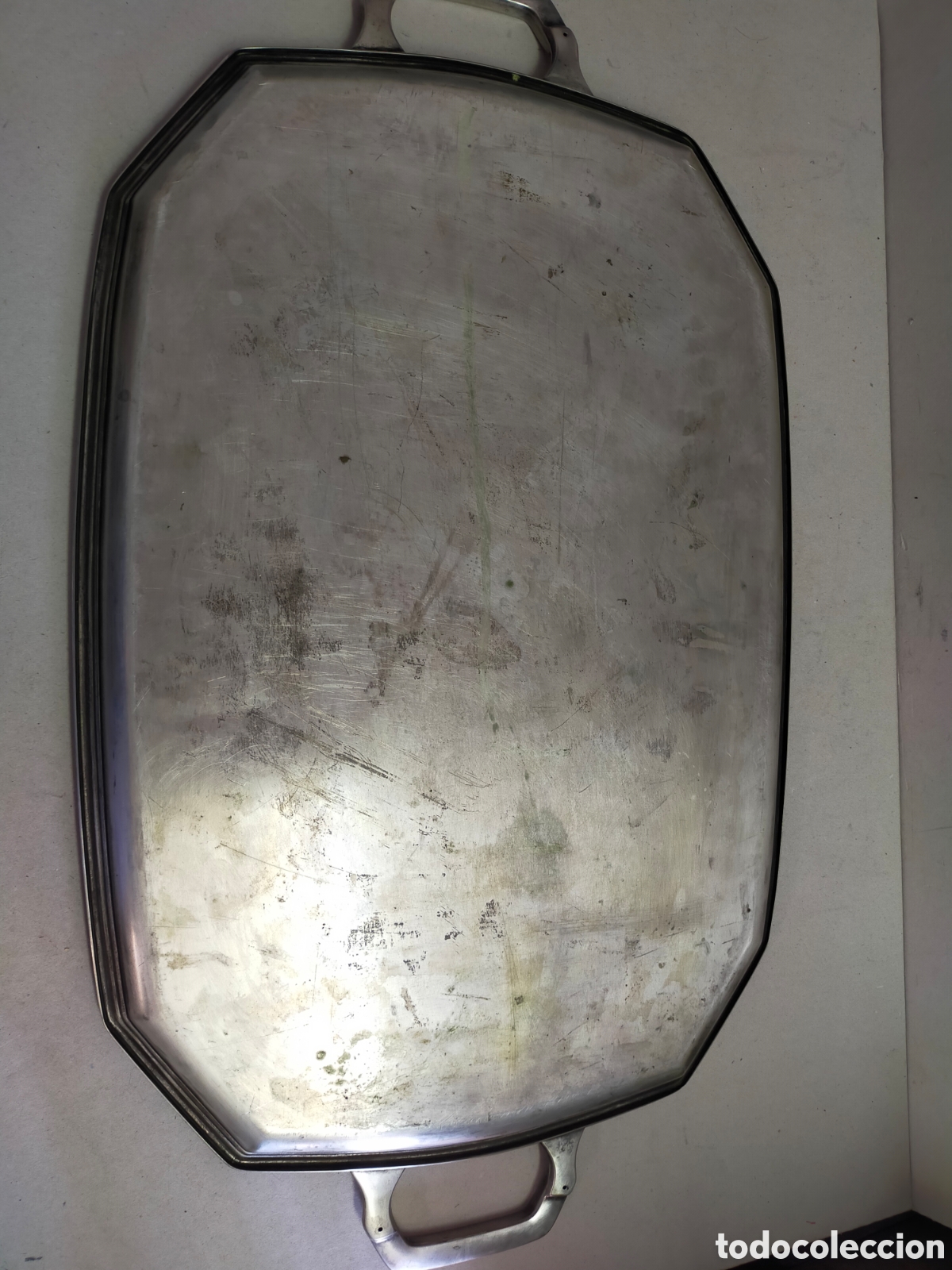 Antig&uuml;edades: BANDEJA DE METAL PLATEADO, RECTANGULAR, 2 ASAS. - Foto 6