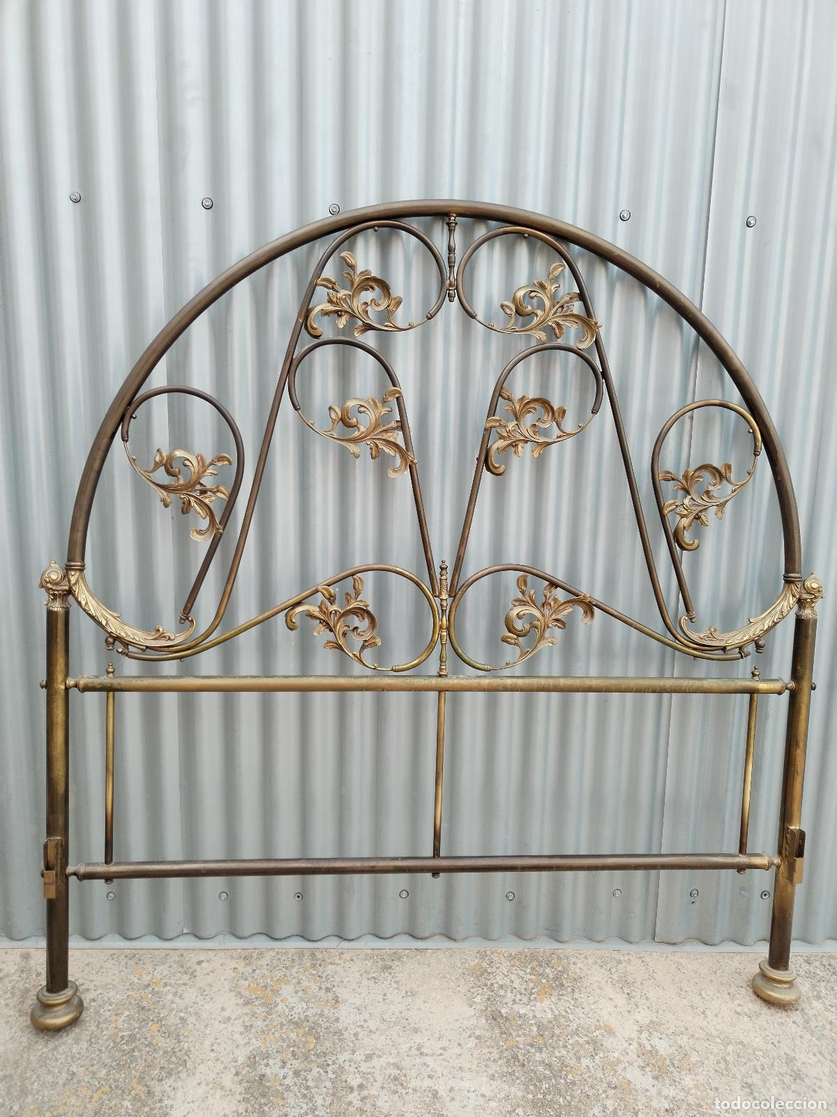 Antig&uuml;edades: antigua cama cabecero de bronce y lat&oacute;n - Foto 6