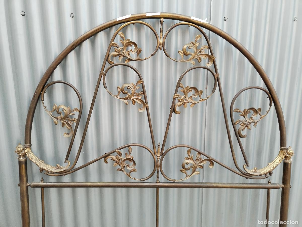 Antig&uuml;edades: antigua cama cabecero de bronce y lat&oacute;n - Foto 7