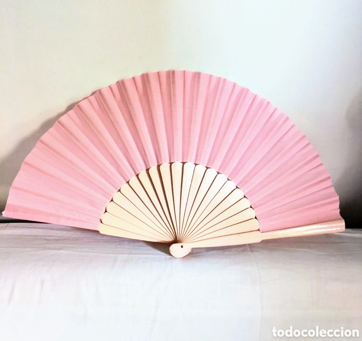Antig&uuml;edades: Abanico Pericon Rosa 60 cm - Foto 1