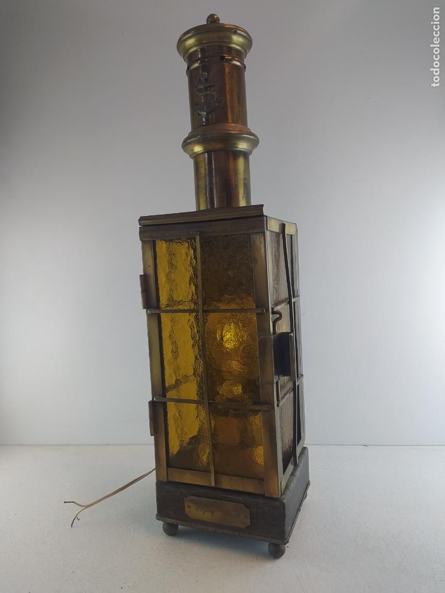 Antig&uuml;edades: Antiguo gran farol de barco electrificado. Funcionando - Foto 2