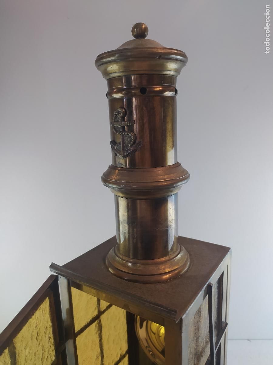 Antig&uuml;edades: Antiguo gran farol de barco electrificado. Funcionando - Foto 5