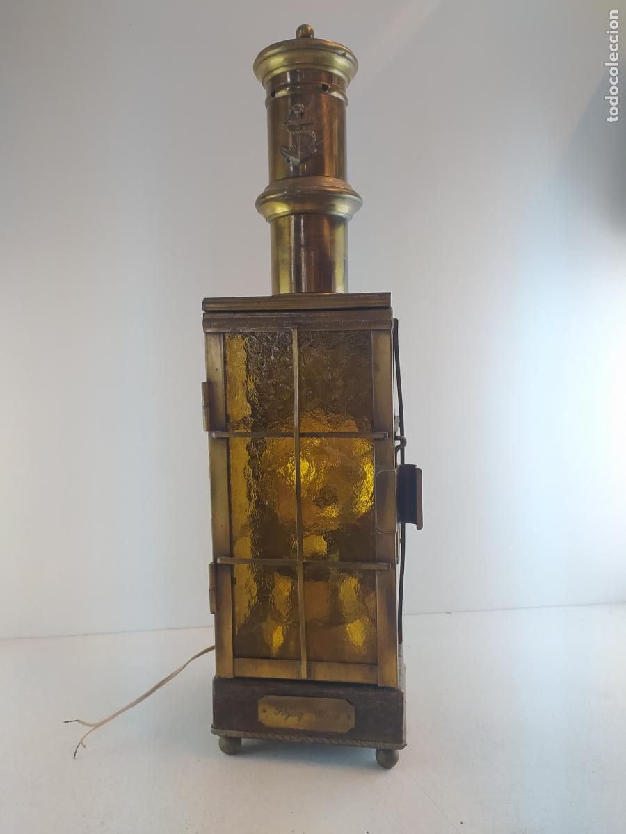 Antig&uuml;edades: Antiguo gran farol de barco electrificado. Funcionando - Foto 1