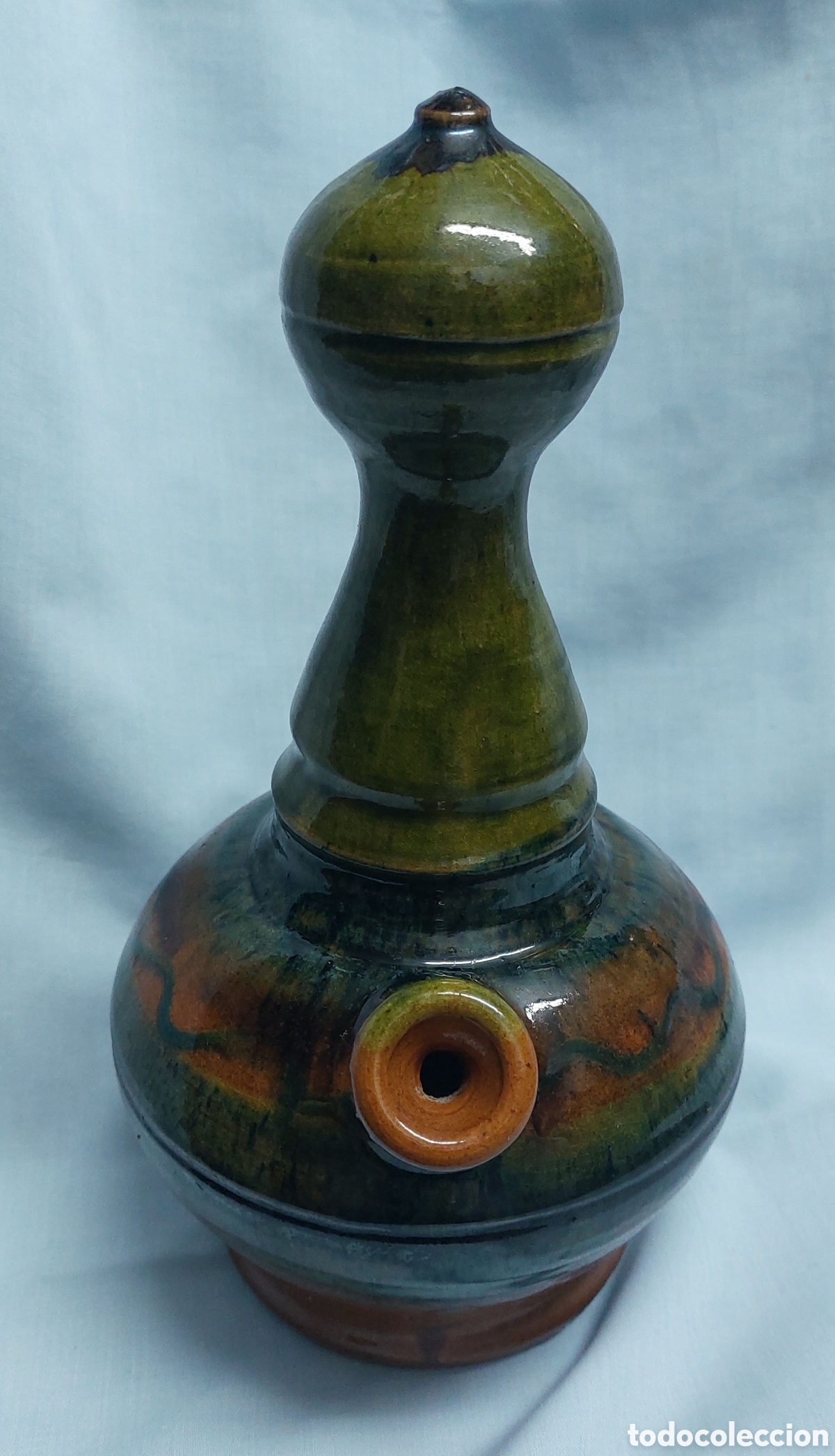 Antig&uuml;edades: BOTIJO ESMALTADO VERDE Y NARANJA - Foto 3