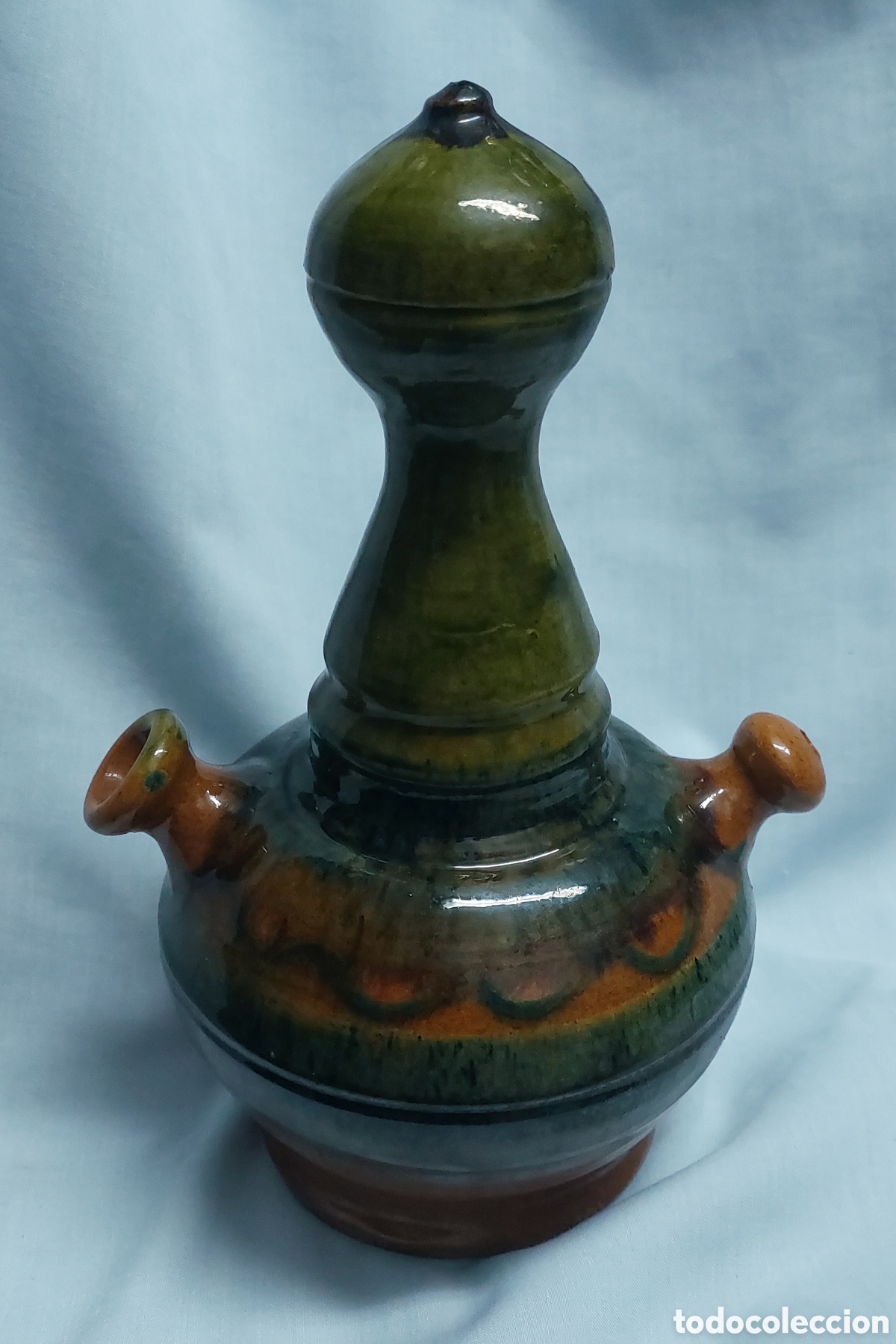 Antig&uuml;edades: BOTIJO ESMALTADO VERDE Y NARANJA - Foto 5
