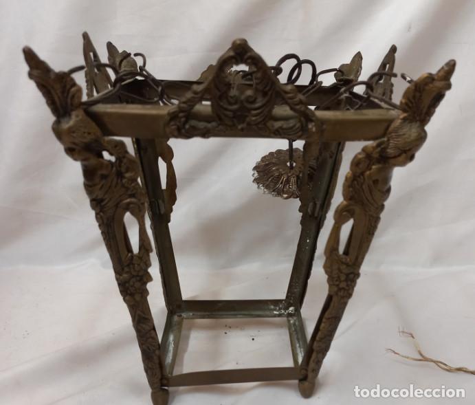Antig&uuml;edades: ANTIGUO FAROL O LAMPARA DE BRONCE CON QUERUBINES - Foto 3
