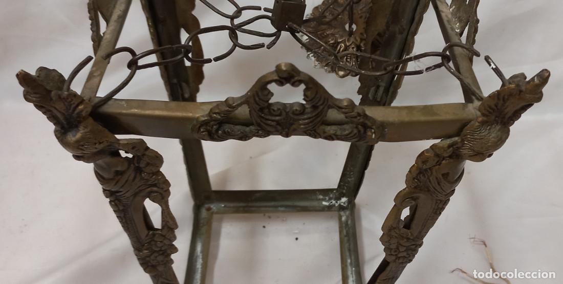 Antig&uuml;edades: ANTIGUO FAROL O LAMPARA DE BRONCE CON QUERUBINES - Foto 4