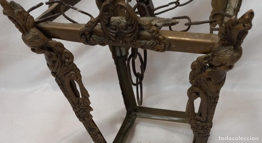Antig&uuml;edades: ANTIGUO FAROL O LAMPARA DE BRONCE CON QUERUBINES - Foto 5