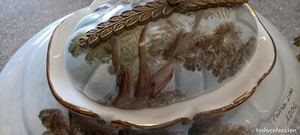 Antig&uuml;edades: Antigua sopera, centro de mesa pintada a mano - Foto 7