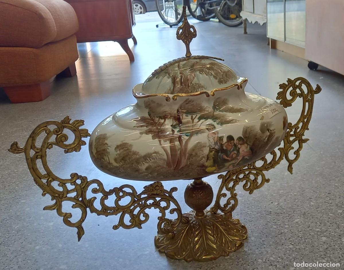 Antig&uuml;edades: Antigua sopera, centro de mesa pintada a mano - Foto 14