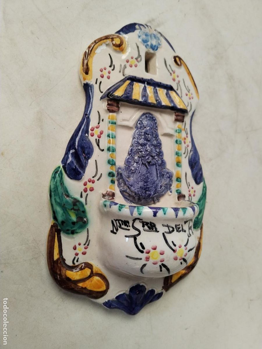 Antig&uuml;edades: benditera ntra. sra. del rocio en ceramica - Foto 2