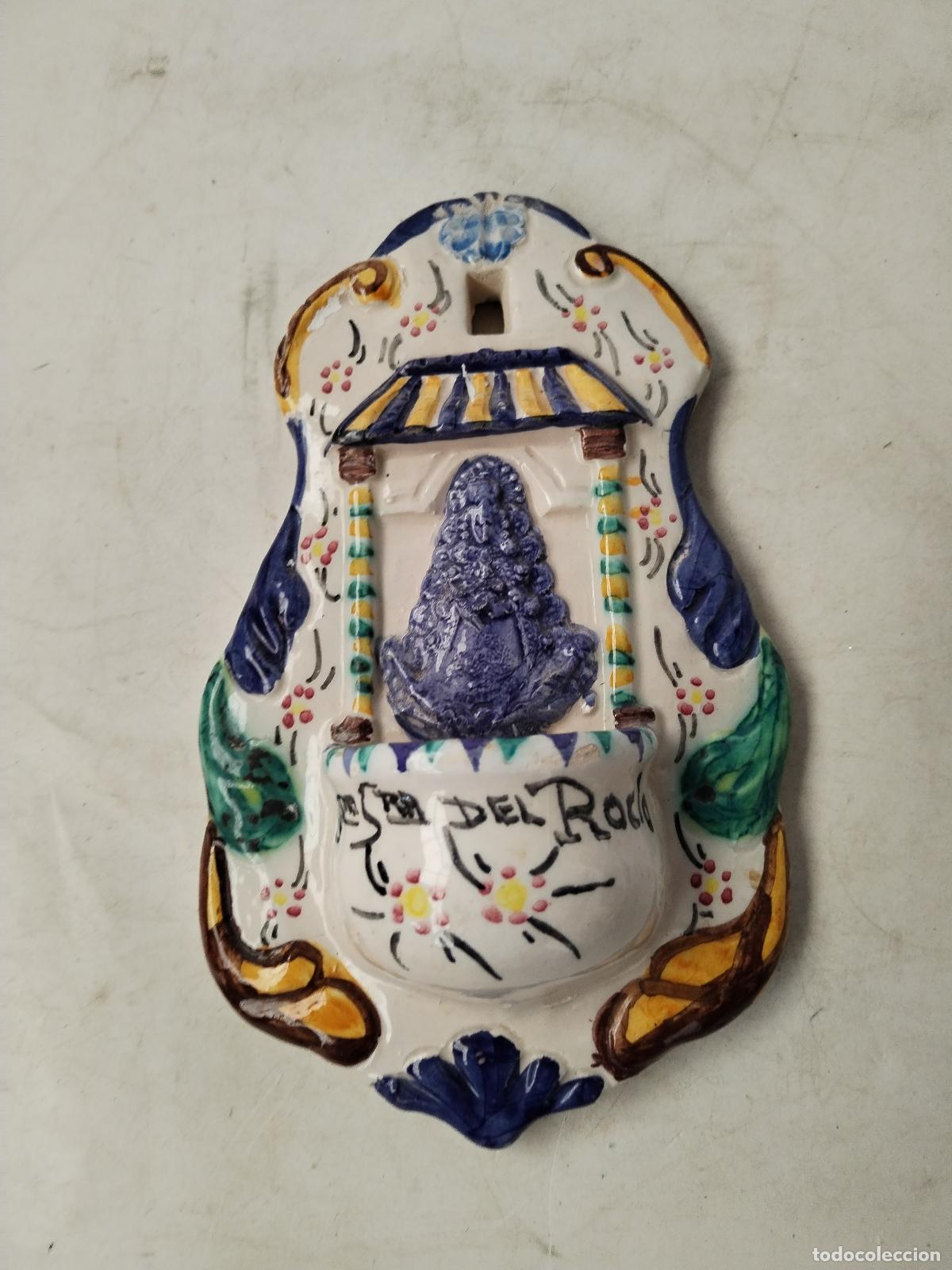 Antig&uuml;edades: benditera ntra. sra. del rocio en ceramica - Foto 3