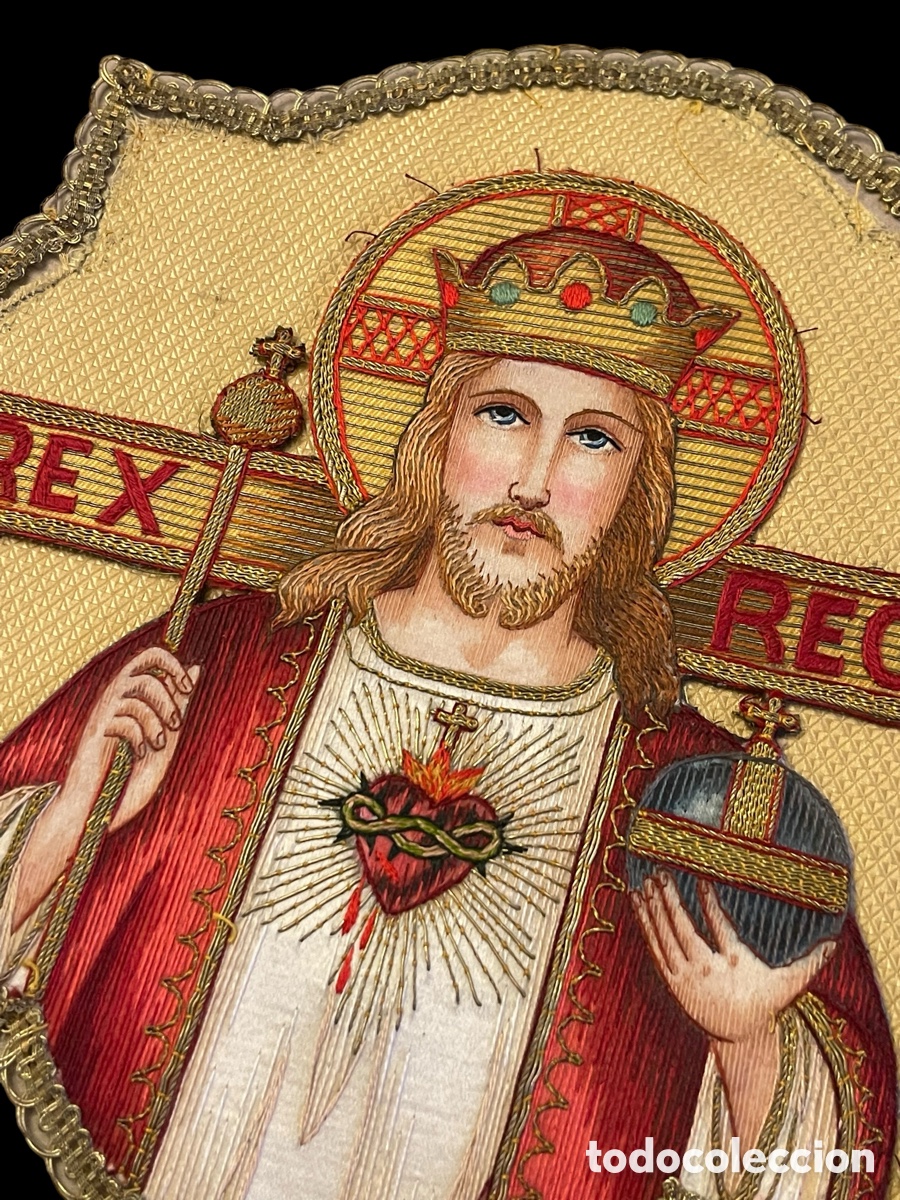 Antig&uuml;edades: Aplique bordado Coraz&oacute;n Jes&uacute;s - Foto 3