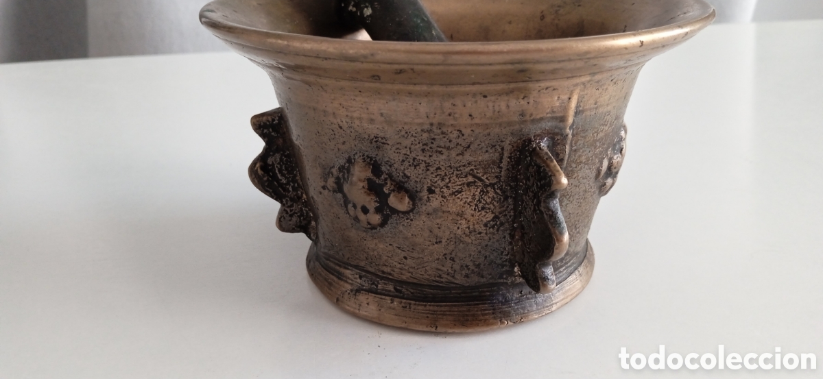 Antig&uuml;edades: Antiguo almirez de bronce, siglo XVIII - Foto 3
