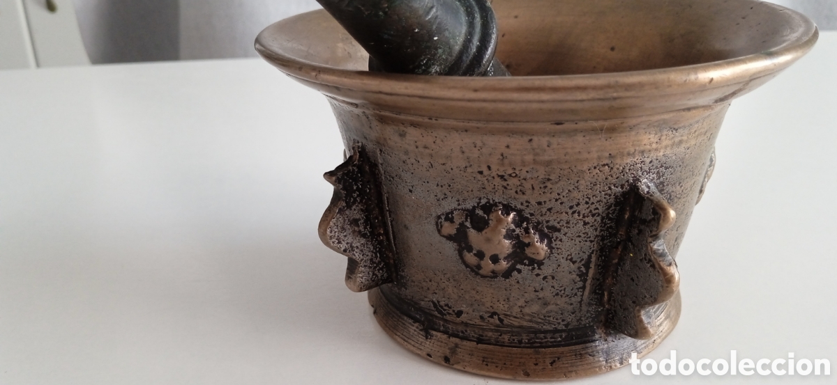 Antig&uuml;edades: Antiguo almirez de bronce, siglo XVIII - Foto 4