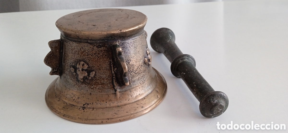 Antig&uuml;edades: Antiguo almirez de bronce, siglo XVIII - Foto 6