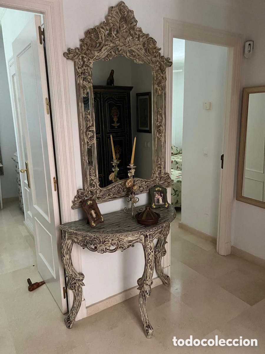 Antig&uuml;edades: Imponente Consola con espejo antiguo - Foto 7