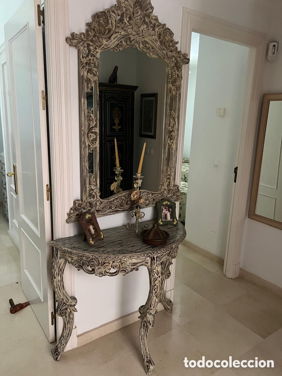 Antig&uuml;edades: Imponente Consola con espejo antiguo - Foto 1
