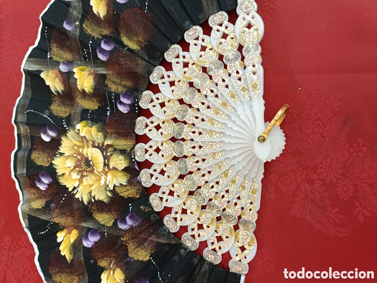 Antig&uuml;edades: ABANICO PINTADO A MANO 43CM - Foto 2
