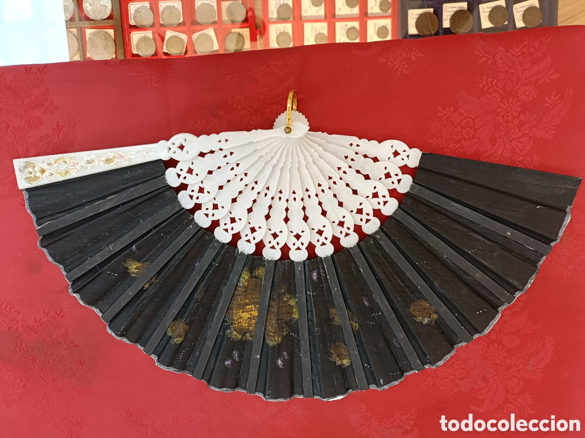 Antig&uuml;edades: ABANICO PINTADO A MANO 43CM - Foto 6
