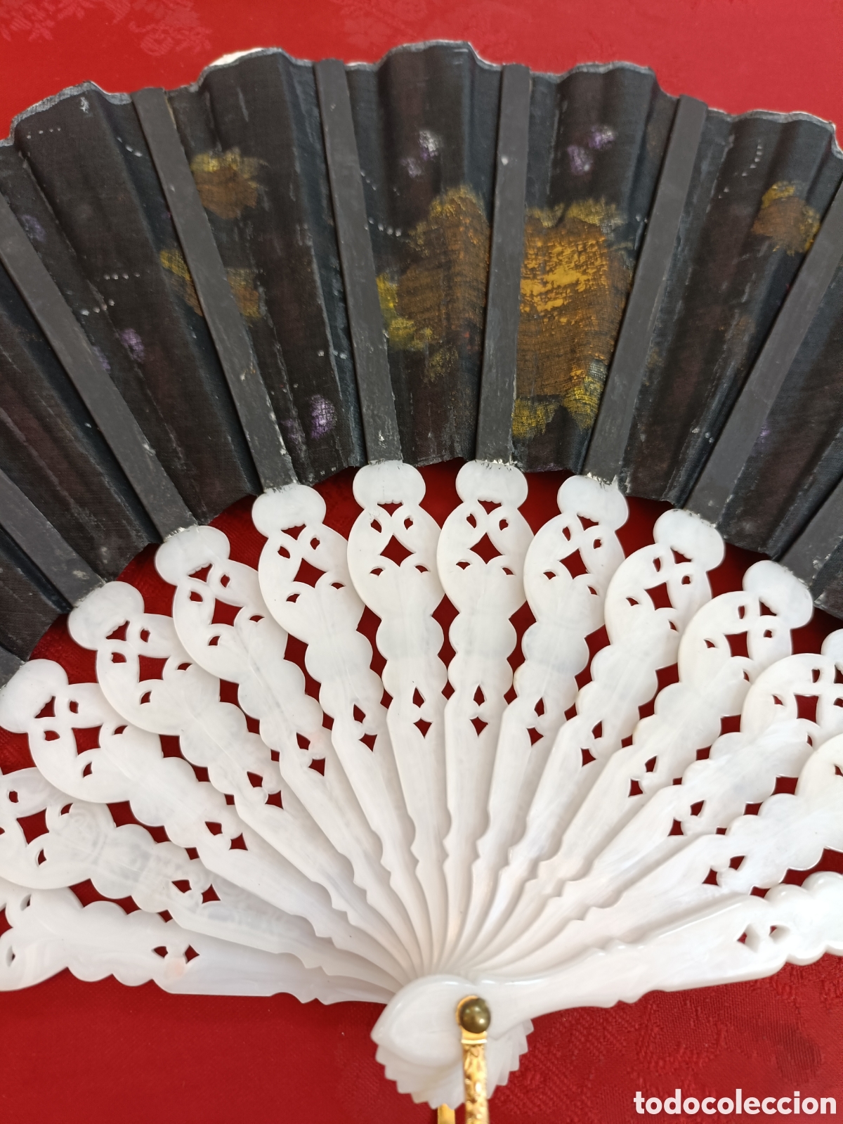 Antig&uuml;edades: ABANICO PINTADO A MANO 43CM - Foto 7