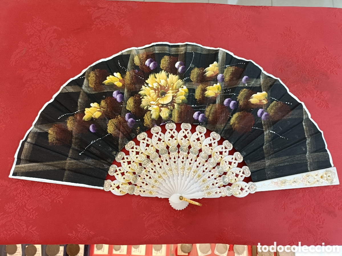 Antig&uuml;edades: ABANICO PINTADO A MANO 43CM - Foto 1