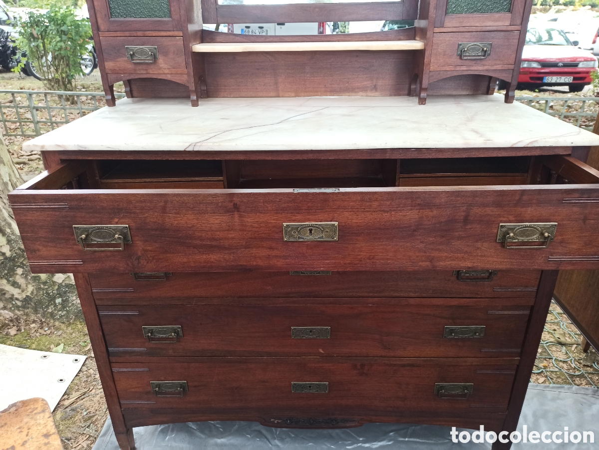 Antig&uuml;edades: Tocador de madera Art Nouveau - Foto 3