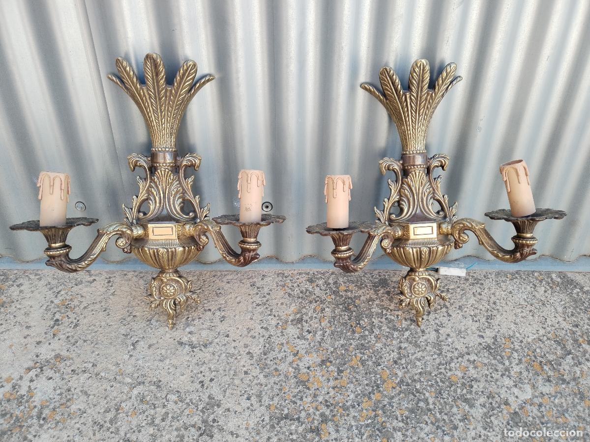 Antig&uuml;edades: 2 apliques de bronce-metal - Foto 5