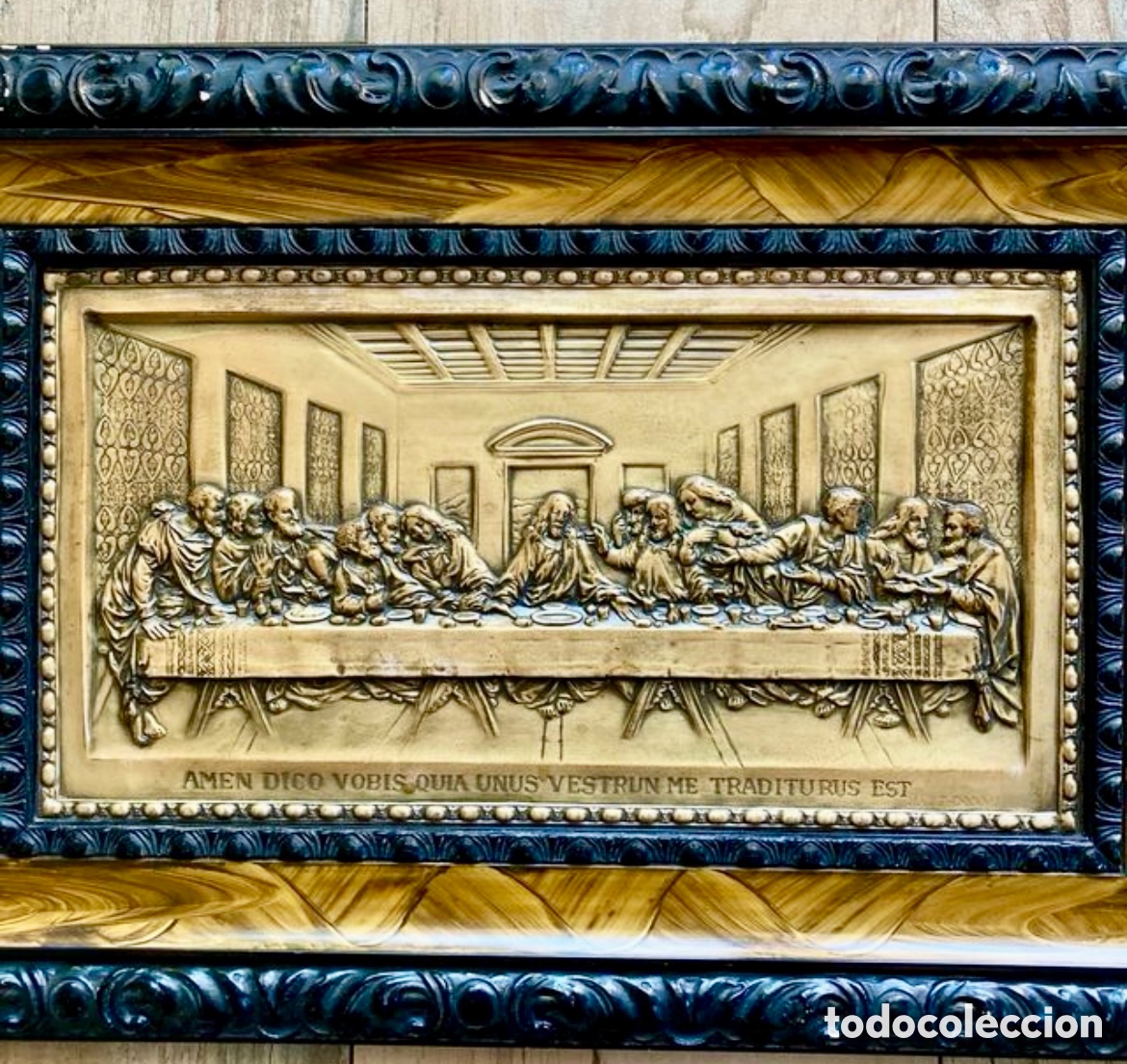Antig&uuml;edades: CUADRO LA &Uacute;LTIMA CENA DE LEONARDO DA VINCI, DE BRONCE CIRCA 1950 - Foto 2