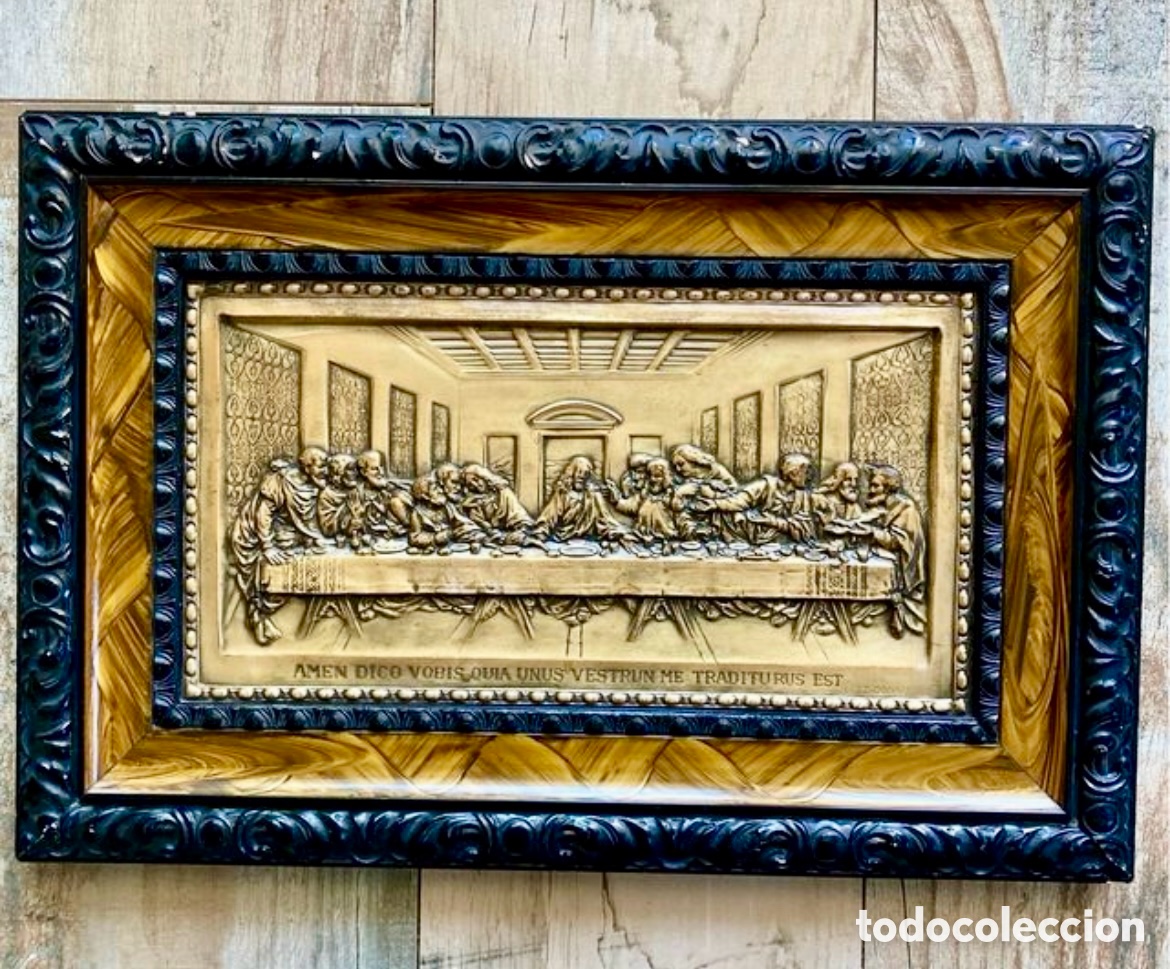 Antig&uuml;edades: CUADRO LA &Uacute;LTIMA CENA DE LEONARDO DA VINCI, DE BRONCE CIRCA 1950 - Foto 1