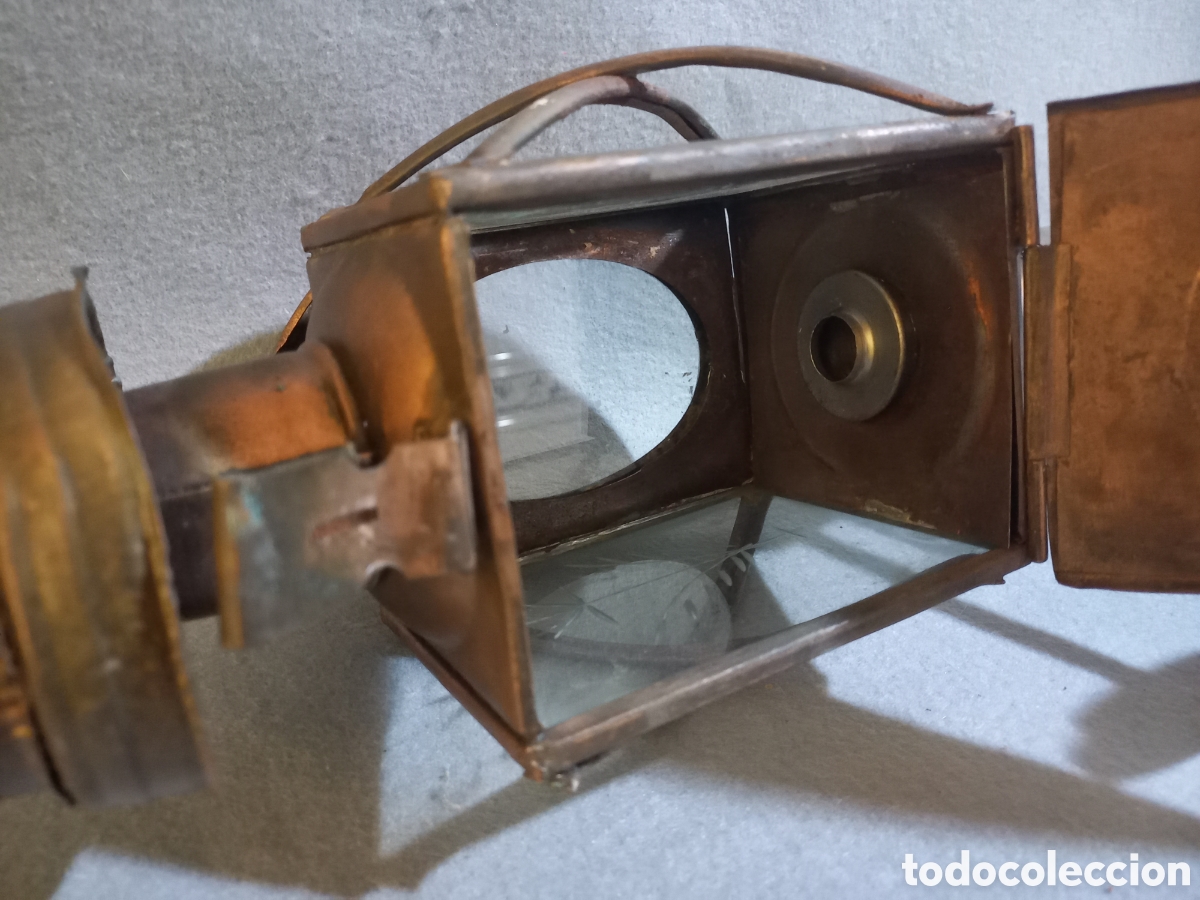 Antig&uuml;edades: Farol de carruaje de lat&oacute;n - Foto 2