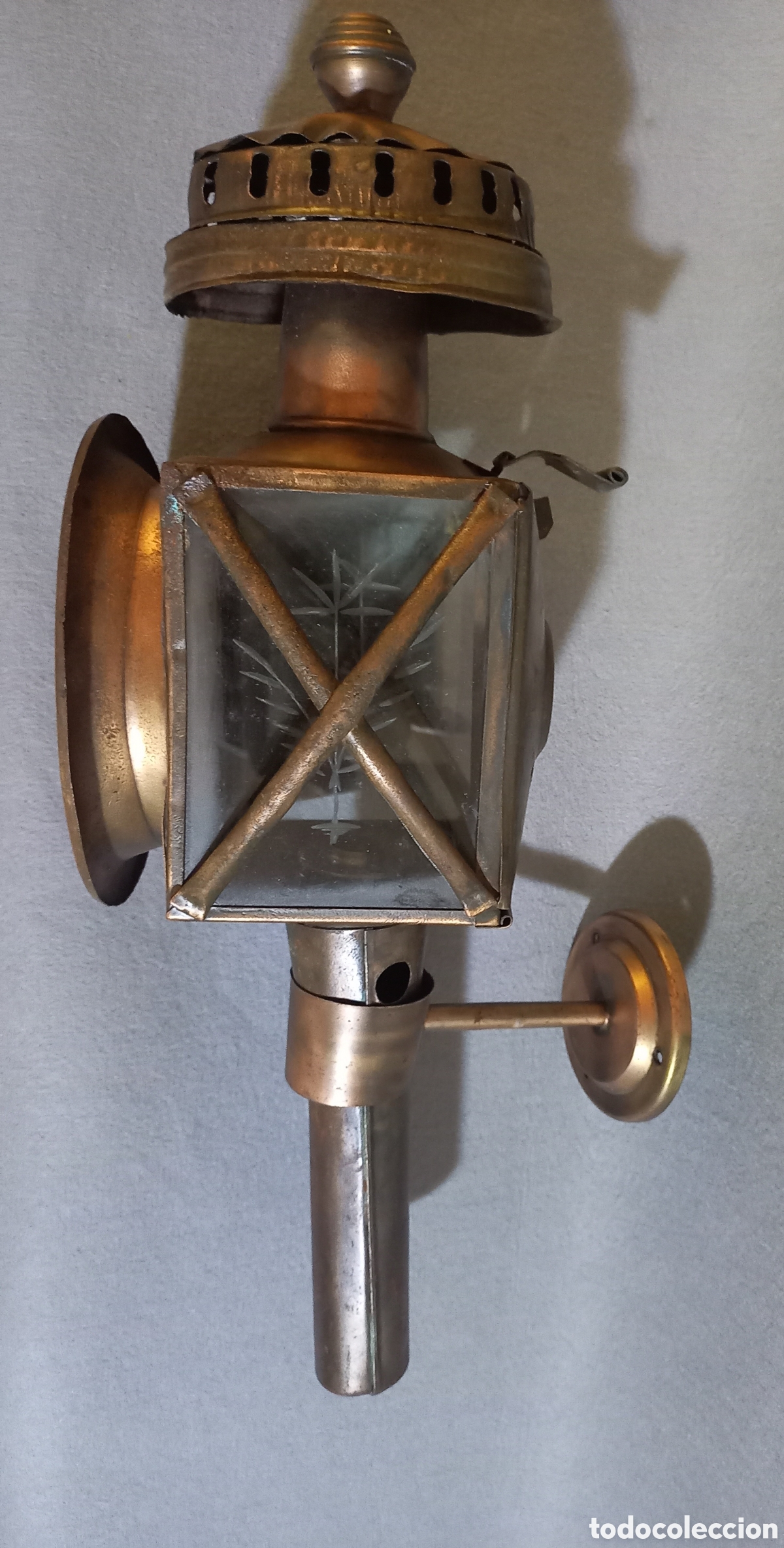 Antig&uuml;edades: Farol de carruaje de lat&oacute;n - Foto 6