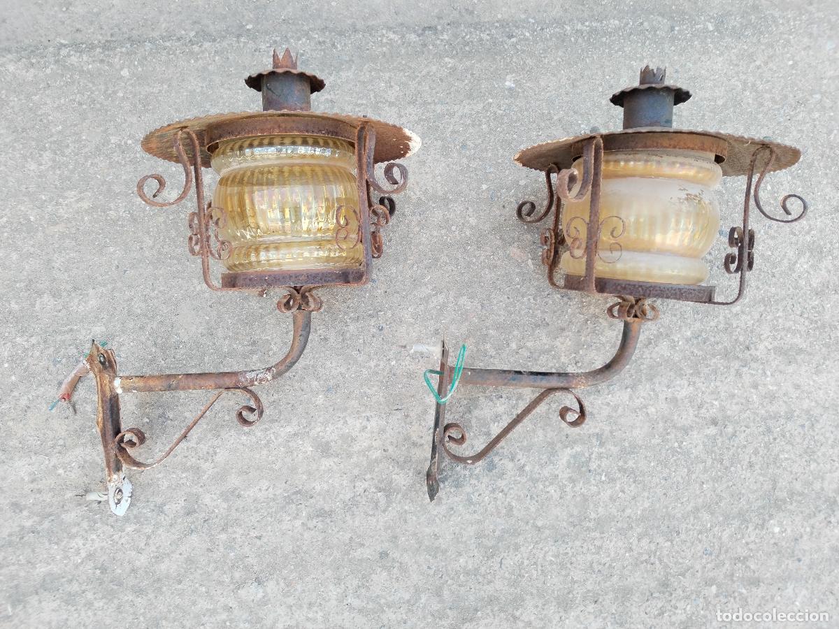 Antig&uuml;edades: 2 faroles apliques antiguos de forja - Foto 4